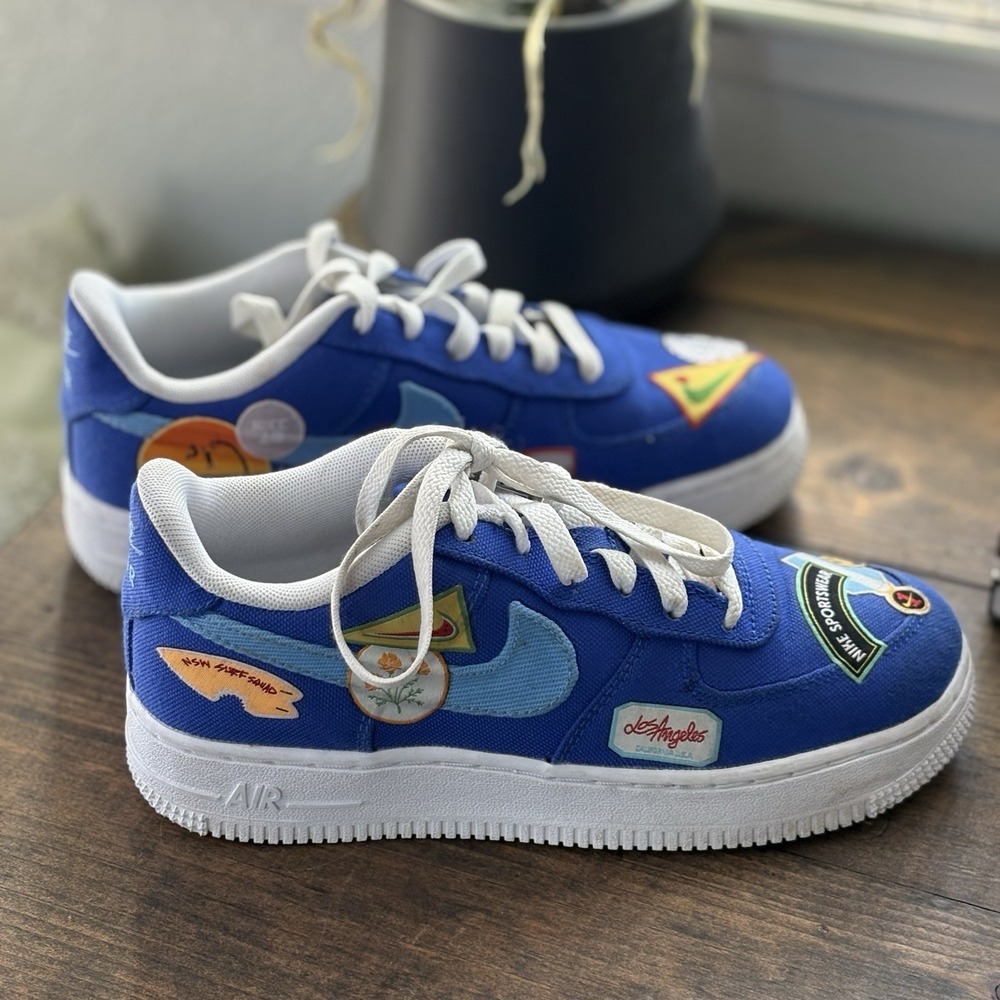 Nike Air Force 1 '07  Los Angeles Patched Up Racer Blue Size 4Y DX2306-400